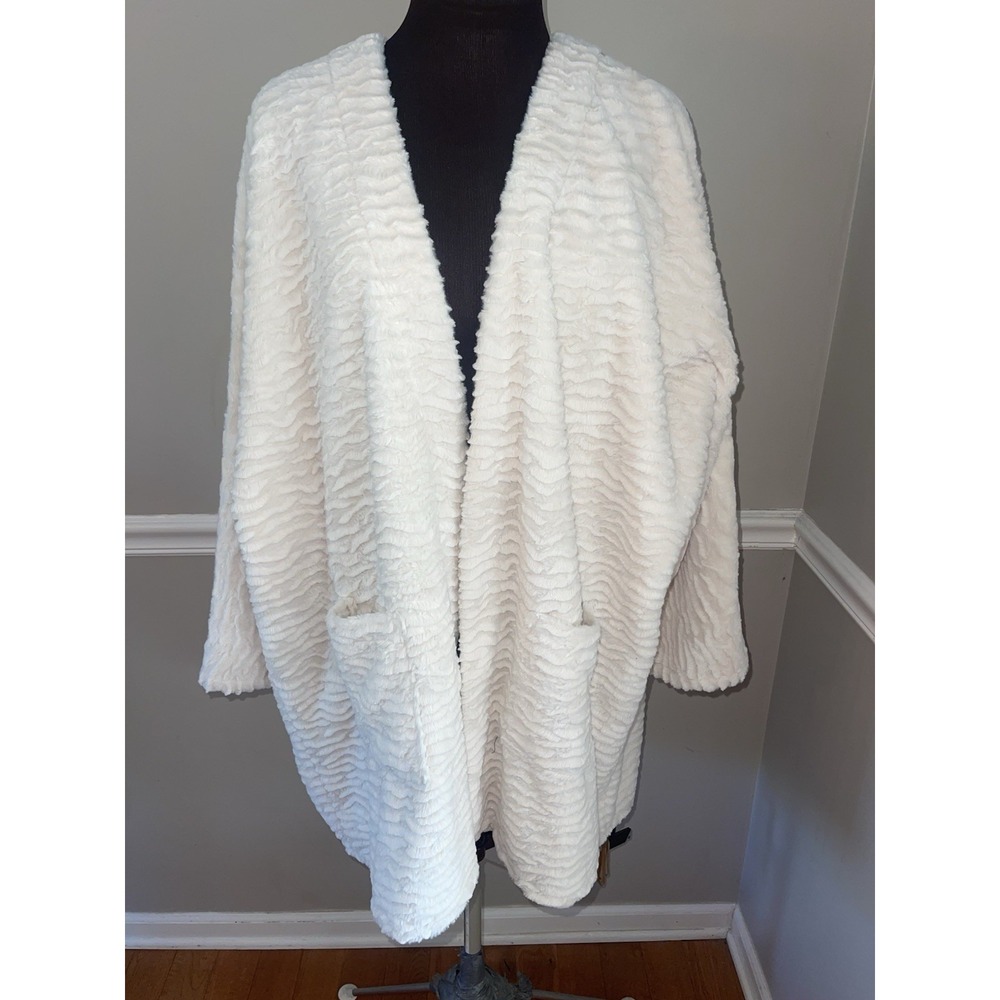 Koolaburra By Ugg Mid Length Sculpted Faux Fur‎ Koko Jacket Ivory Soft 1X